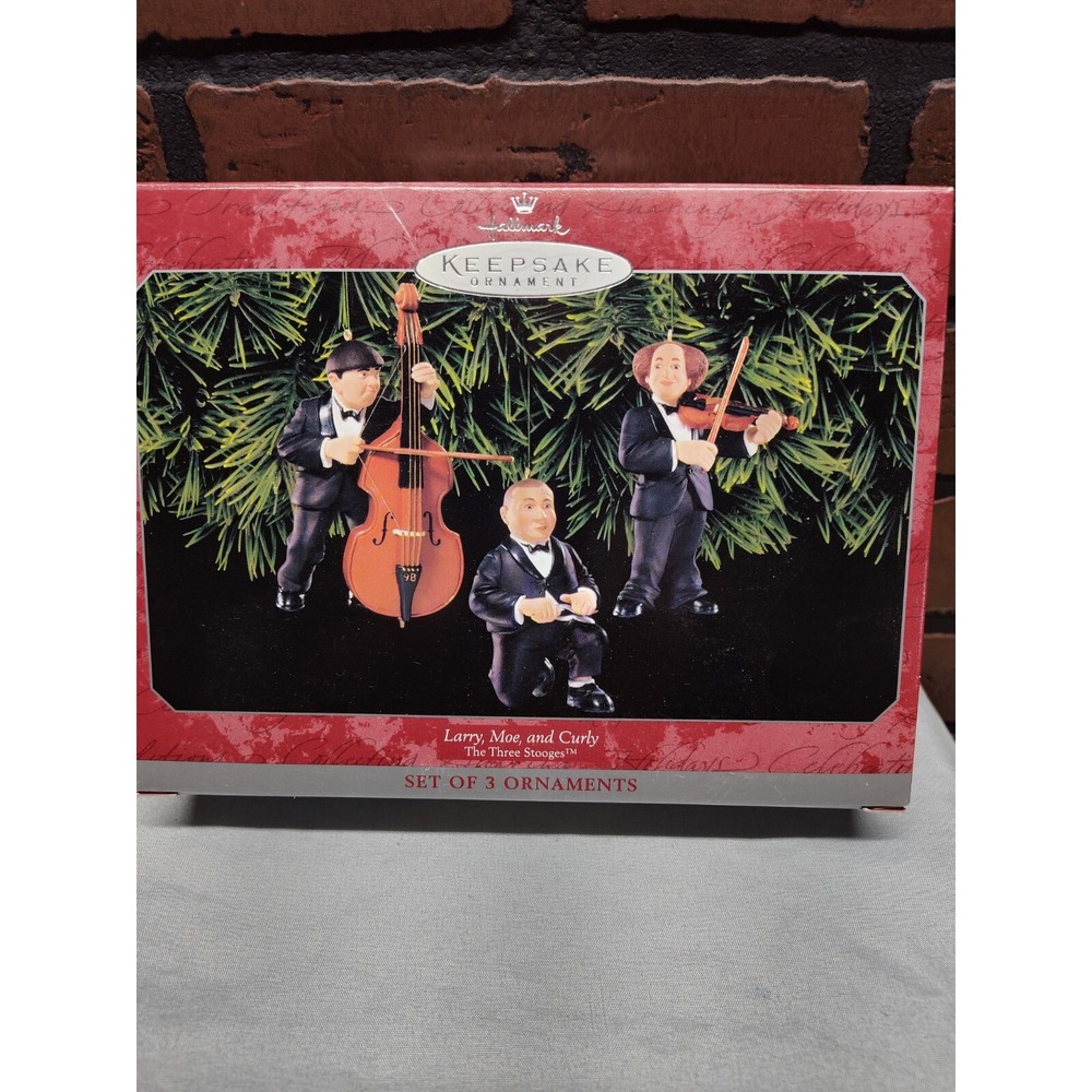 The Three Stooges Hallmark Christmas ornament 1988 instruments NEW open box